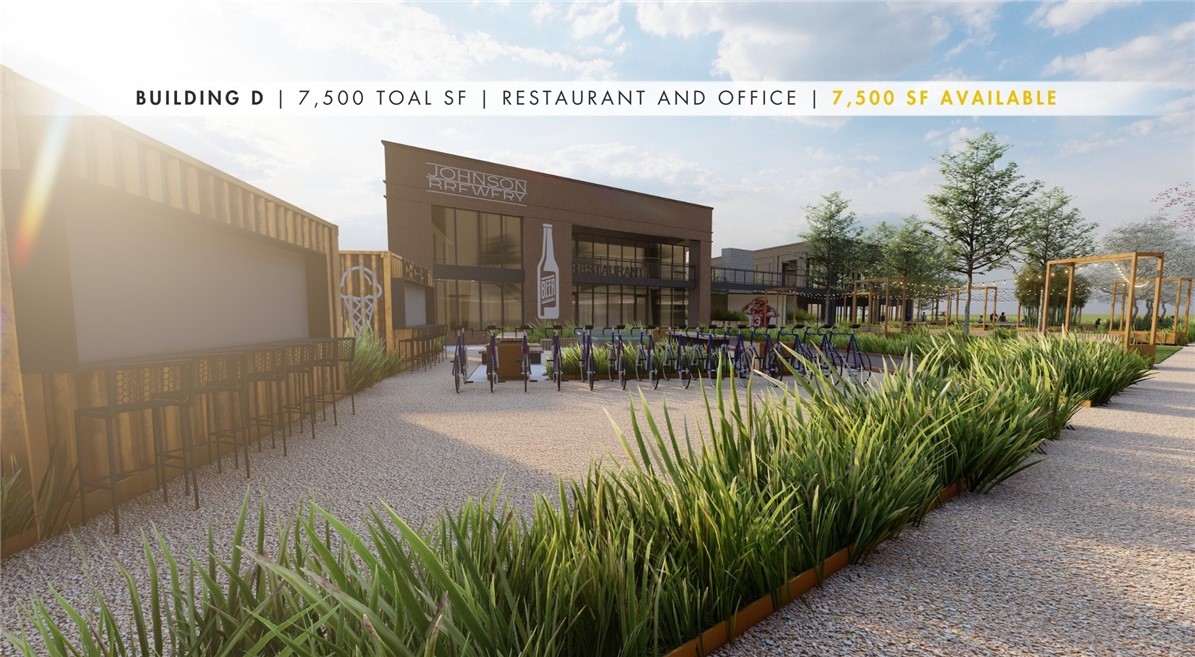Building D:
2,800 SF Restaurant
1,000 SF Restaurant
2,500 SF Office
Introducing a new facet to Johnson Square. Welcome to The Warehouse District at Johnson Square, a unique pocket within the larger new urban neighborhood. With a heavy emphasis on art, design, and vibrancy, the Warehouse District creates the heart of the community.
Expected Delivery: Spring 2026 for all available spaces.
Proximity: Minutes from I-49 with easy access to key cities like Fayetteville, Bentonville, and Springdale.
Neighborhood: Located within the vibrant Johnson Square, featuring retail shops, dining, parks, and access to local trails.
Nearby Businesses: Popular nearby establishments include Pizzeria Ruby, Wrights BBQ, Ozark Mountain Bagel Co, and Hail Fellow Well Met.