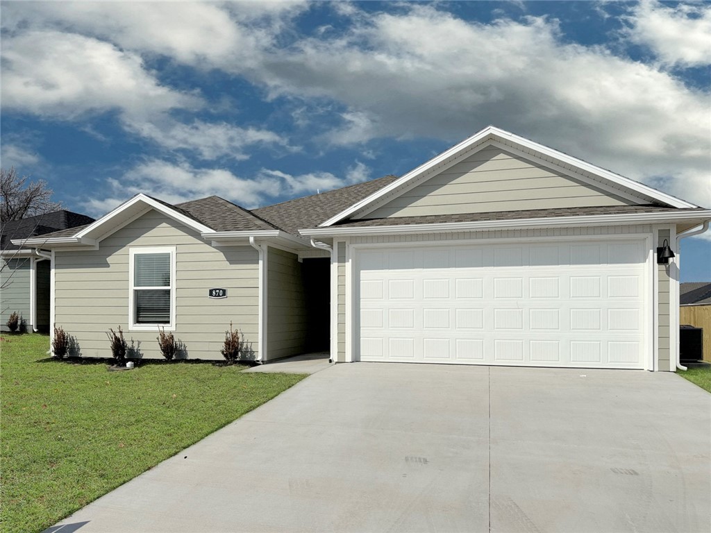 Beautiful Bryant plan in Selah Meadows, our newest home community situated in the heart of Prairie Grove. Each home in Selah Meadows is meticulously crafted with attention to detail, creating a space that feels both luxurious and welcoming. From the moment you walk through the door, you'll be greeted by modern features and spacious layouts that cater to every lifestyle. Our homes boast premium finishes and thoughtful designs, ensuring that you'll be stepping inside your own personal oasis. These homes will be complete with LVP and Carpet, wood shelving in all closets, pantry and utility room, kitchen will have granite kitchen counters, 36-inch cabinets, stainless steel appliances! Ceiling fan in Living room and Bedroom One. Home will have a Garage Door Opener. Landscape package. Beautiful 4 Sides Hardie Siding. Bedroom one bath will have granite kitchen counters, double sinks, and an oversized walk-in shower.