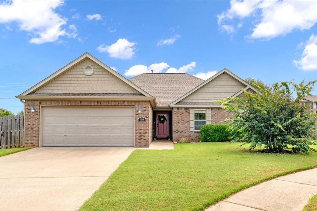 Welcome home to this well maintained home on a cul-de-sac street, in a highly desirable area of Fayetteville. This brick 3 bed, 2 bath home has so much to offer. Master suite boasts 3 walk in closets and a beautiful bathroom with a cathedral ceiling. Spacious kitchen with granite counters, stainless steel kitchen-aid appliances new in 2022 & 2024. Enjoy the covered back patio that was freshly stained in 2025, that leads out to a fenced spacious yard. HVAC replaced in 2022, as well as carpet & gutters. This is a great house to make a home located next to trails and quick access to I-49.