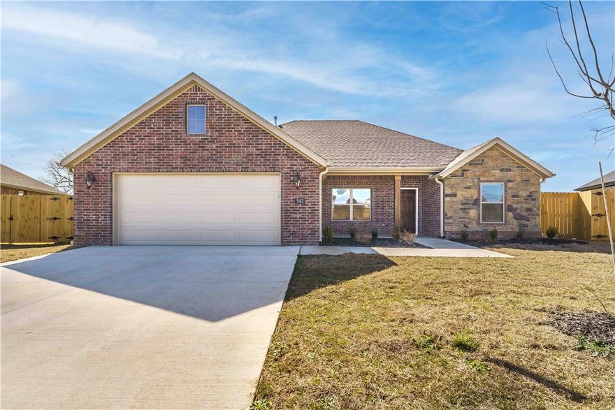 Located in the scenic Hickory Meadows Subdivision, featuring a resort-style community pool, park, and playground, this 3-bed, 2-bath home is perfect for families. As you enter, you're welcomed by an elegant craftsman front door. The living room showcases a charming brick natural gas fireplace. The kitchen offers ample granite counter space, a pantry, custom cabinets, stainless steel appliances, and a plumbing stub-out for a gas range. The split floor plan includes a spacious owner’s retreat with a whirlpool tub, shower, and walk-in closet. The laundry room features plenty of cabinets, counter space, and a built-in mud bench. The generous lot offers a fully sodded lawn, gutters, fenced back yard, and professional landscaping. Don’t miss out on this beautiful home! Schedule your showing today.