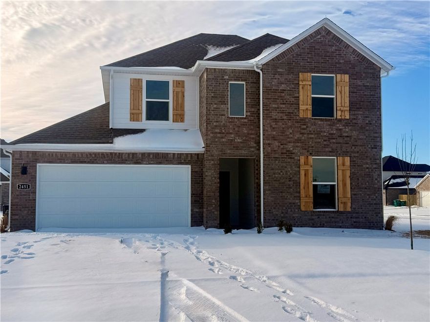 Sold before print! Notable Naples plan in Huber Place in Bentonville, AR! Each home will feature a modern electric fireplace with a poplar mantle and LVP flooring throughout the first floor with carpet on the stairs and upstairs. You’ll find a ceiling fan in all bedrooms and the living room! These homes will be complete with quartz kitchen counters, 42-inch cabinets, and stainless-steel appliances! Primary bath features quartz counters, double sinks, and a walk-in shower! The secondary bath will have a walk-in shower; third bath will have a tub/shower combo. The Naples plan includes a game room upstairs! Home will have a Garage Door Opener, landscape package, with Brick and Hardie® exterior per plan. These 2 Story homes will have a combination of Brick and/or Hardie® on the front, sides and back. Homes in Huber Place are located within the city limits of Centerton with a Bentonville address and zip code of 72713. Property owners are considered a citizen of Centerton and all that applies. Subject to change.