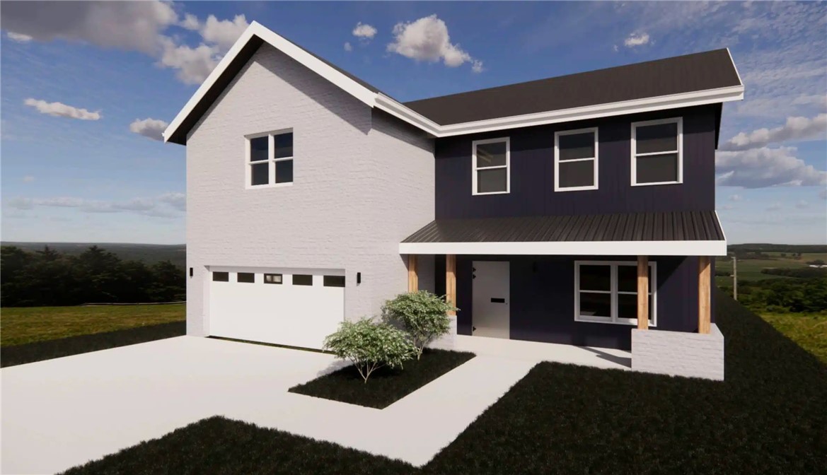 New construction 2025 home with 4 generously sized bedrooms and 4.5 bathrooms. Features vaulted ceilings with abundant natural light creating open, airy living spaces. Gourmet kitchen equipped with modern appliances including gas range, microwave, and dishwasher. Luxurious primary suite with wet room-style bath/shower. Functional mudroom and covered porch for outdoor relaxation. 2-car garage for convenient parking. Energy-efficient gas heating and electric cooling systems.