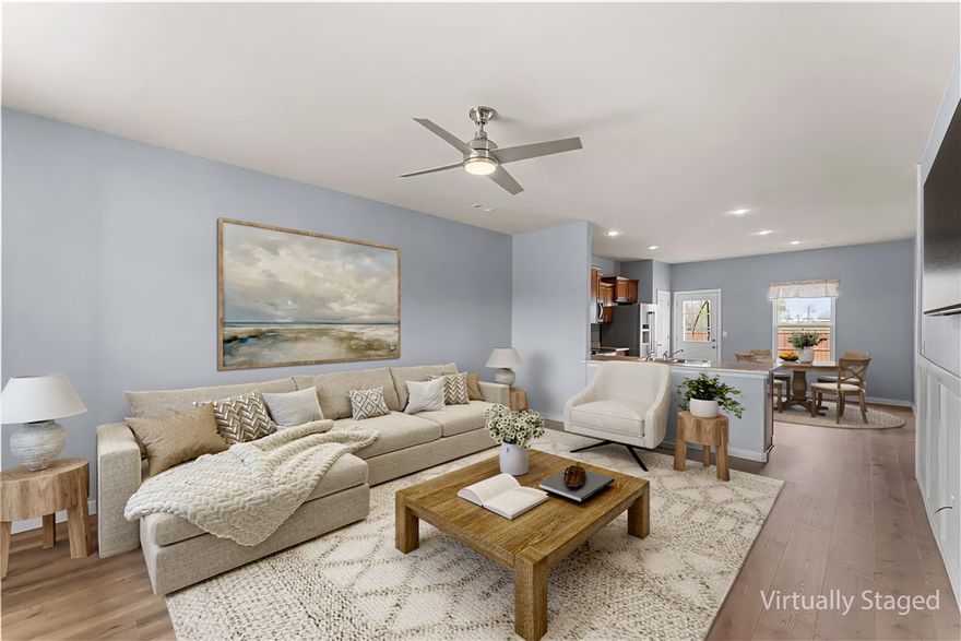 $4,000 in preferred lender credit. Not your typical home in the neighborhood. This one stands out with thoughtful upgrades that go well beyond standard builder finishes. From the moment you walk in, you’ll notice elevated details like upgraded Pergo water resistant flooring with added subflooring, Sherwin-Williams washable paint, enhanced LED flush lighting, & ceiling fans throughout. The staircase & bannister have been beautifully updated, while the primary suite offers a more refined feel with a dual vanity & upgraded closet features. The kitchen is both functional and stylish with an upgraded dishwasher and microwave. Designed for everyday comfort, the home features two thermostats for separate upstairs & downstairs climate control. Additional highlights include built-in garage shelving, a professionally treated lawn, & a 12x16 storage shed (2020). Refrigerator, washer, and dryer convey. All-electric & located in an HOA community, this home delivers a more customized, move-in-ready experience than others nearby.