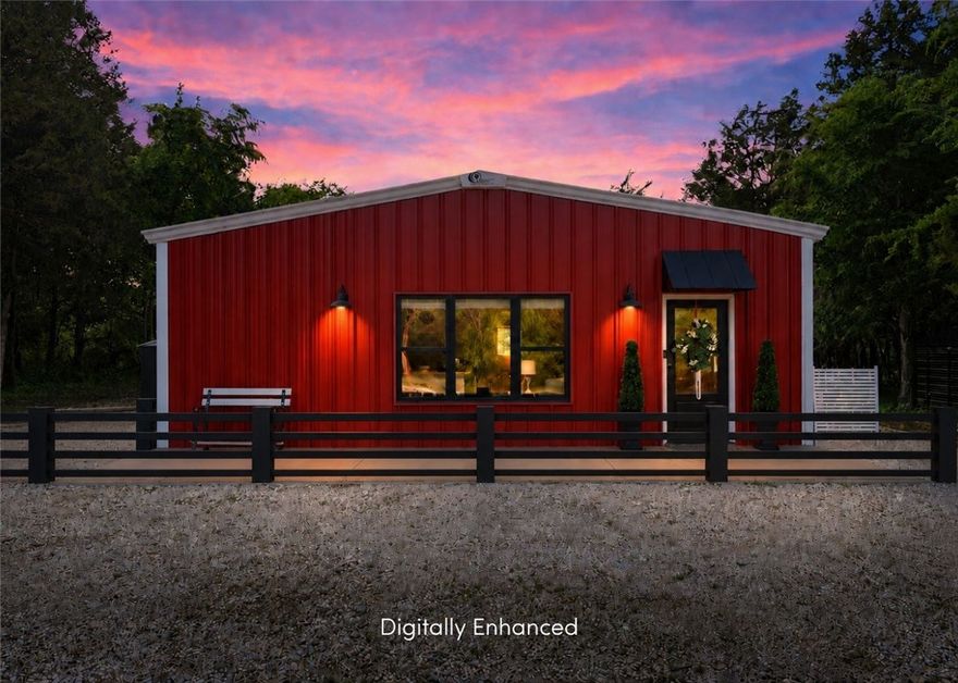 Enjoy instant equity with this 2-acre barndominium homestead priced below appraised value! Located at the end of a secluded private drive off Hogeye Rd, only 2 miles to Hwy 62 & 3.5 miles to downtown. No covenants, deed restrictions, or city ordinances. Park a camper/RV on the crushed gravel pad, add onto the existing home, or build a second home or shop on the flat field that overlooks Stevenson Mountain. Other features include high speed internet, gas cooktop, tankless water heater, massive closet in primary suite, 18” insulated exterior walls, wood framing with steel beam corners & steel truss, metal roof & metal siding, new well with whole-home salt filtration system (public water is also available ~1,600 ft away), and a septic system designed to accommodate the existing home plus a future 3 BR home or shop with some modifications to the lateral lines. Video doorbell, Brio water filter & 2 sheds convey. All appliances negotiable with acceptable offer. No drive-bys as property is on a private drive - appt. only.