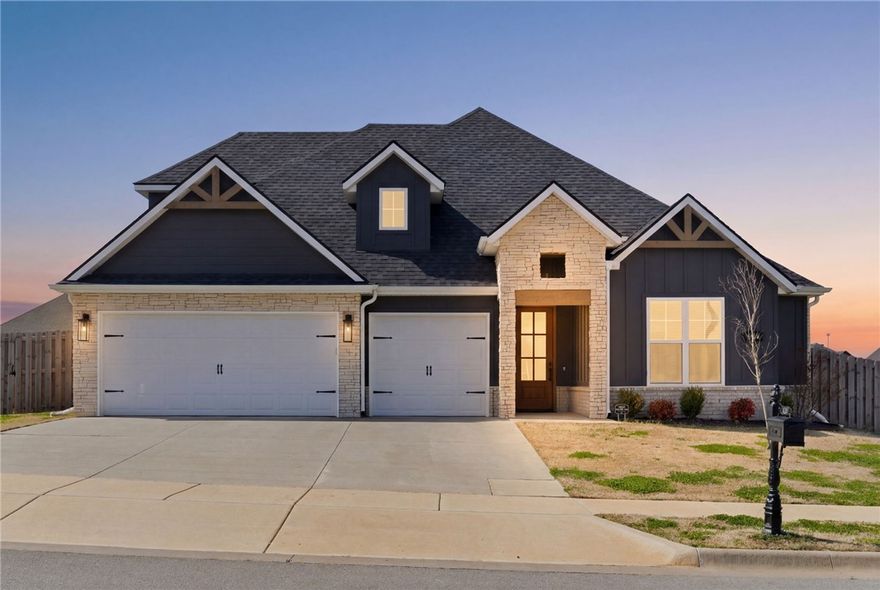 Better than New! - Pea Ridge is quickly becoming the jewel of Benton County.  Arlington Estates is is one of the newest reasons why this area is becoming the choice of so many.  Conveniently located across from the Pea Ridge Schools with easy access to all of Northwest Arkansas.  This Family friendly neighborhood has it all.  Pool activities for kiddos and a dog walking heaven.  2109 is a 3 year old home with four bedrooms, three full bathrooms with a bright and airy open floorplan.  This popular plan has 2 bedrooms - Primary and Guest - on the main floor and 2 bedrooms upstairs.  3 Full bathrooms.  Pantry, granite, soft close cabinets, shiplap accents and covered patio. All on a corner lot perfect for for a boat or trailer to access the back yard.  The most irresistible feature is the kitchen... ...which is open to the spacious living room, making this space the social heartbeat of the home.  To behold the cathedral beamed ceilings reaching 20 feet high is the "Piece de Resistance".  Come see today.