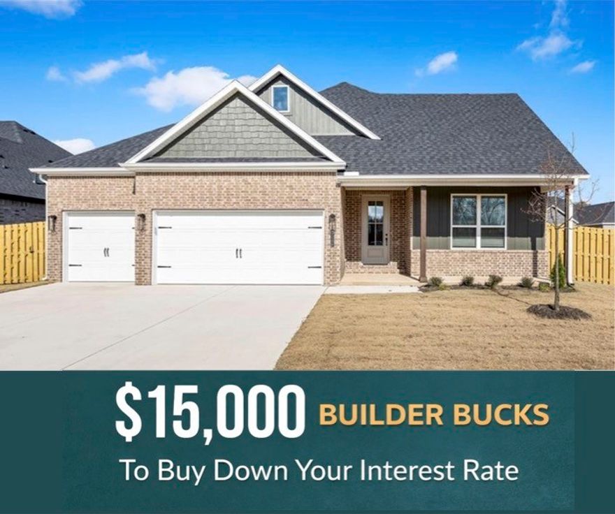 Welcome to the Magnolia Plan! This well-designed 4-bedroom, 2.5-bath home offers 2,106 sq ft of single-story living with an open-concept layout that seamlessly connects the kitchen, living, and dining areas. The modern kitchen overlooks the spacious living room, and just off the main living space, you’ll find a covered back patio and fully fenced backyard. The private primary suite features a beautifully finished bathroom and a generous walk-in closet with direct access to the laundry room for added convenience. Three additional bedrooms provide flexibility. Cabinets over the toilets offer added storage space. Framed mirrors in the bathrooms provide a designer-quality finish.  The home is wired for Cat 6, ensuring fast and reliable internet connectivity. For a limited time, Lower your interest rate with $7,500 from the builder + $2,500 appliance allowance + up to 4k in closing costs from select lenders. For a total of up to 14K with lender incentives. Fence, blinds, and gutters are all included.
