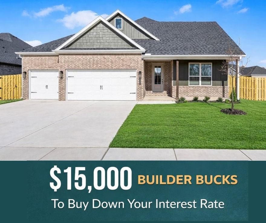 Welcome to the Magnolia Plan! This well-designed 4-bedroom, 2.5-bath home offers 2,106 sq ft of single-story living with an open-concept layout that seamlessly connects the kitchen, living, and dining areas. The modern kitchen overlooks the spacious living room, and just off the main living space, you’ll find a covered back patio and fully fenced backyard. The private primary suite features a beautifully finished bathroom and a generous walk-in closet with direct access to the laundry room for added convenience. Three additional bedrooms provide flexibility. Cabinets over the toilets offer added storage space. Framed mirrors in the bathrooms provide a designer-quality finish.  The home is wired for Cat 6, ensuring fast and reliable internet connectivity. For a limited time, Lower your interest rate with $7,500 from the builder + $2,500 appliance allowance + up to 4k in closing costs from select lenders. For a total of up to 14K with lender incentives. Fence, blinds, and gutters are all included.