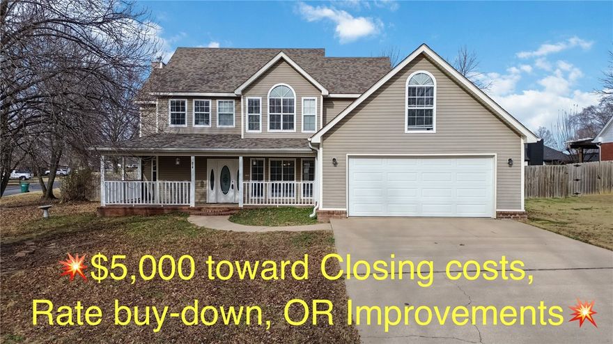 This Fantastic Well-Maintained 4+bed, 2.5-bath corner-lot home offers impressive space inside and out in a charming, established non-HOA Centerton neighborhood just off Main St., close to Bentonville West High, Grimsley Jr. High, and Gamble Elementary Schools. The first level features a spacious primary suite with large ensuite bath, soaker tub, separate shower, and double vanity. You’ll also find a laundry/mudroom with sink and abundant cabinets. The bright kitchen shines with Corian countertops, craftsman cherrywood cabinetry, soft-close drawers, pull-out shelves, and a pop-up outlet. A formal dining room sits nearby for memorable gatherings, while the cozy living area offers a gas fireplace and sliding doors to the spacious privacy-fenced backyard. Upstairs includes three bedrooms with great closet space plus a versatile bonus room for an office, gym, family room, or extra bedroom. With generous storage, tons of natural light, & close proximity to schools, Walmart HQ, trails, shops, & dining.  Truly A Must-See!