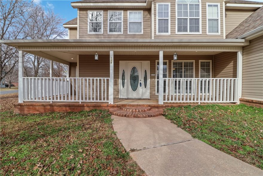 This Fantastic Well-Maintained 4+bed, 2.5-bath corner-lot home offers impressive space inside and out in a charming, established non-HOA Centerton neighborhood just off Main St. & close to Schools. The first level features a spacious primary suite with large ensuite bath, soaker tub, separate shower, and double vanity. You’ll also find a laundry/mudroom with sink and abundant cabinets. The bright kitchen shines with Corian countertops, craftsman cherrywood cabinetry, soft-close drawers, pull-out shelves, and a pop-up outlet. A formal dining room sits nearby for memorable gatherings, while the cozy living area offers a gas log fireplace and sliding doors to the spacious privacy-fenced backyard. Upstairs includes three bedrooms with great closet space plus a versatile bonus room for an office, gym, family room, or extra bedroom. With generous storage, tons of natural light, & close proximity to schools, Walmart HQ, trails, shops, and dining, this wonderful home is Truly A Must-See!