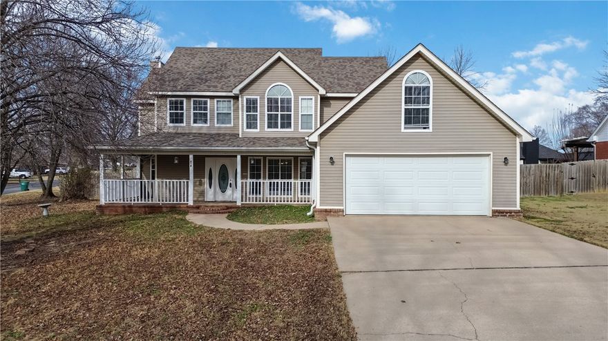 This Fantastic Well-Maintained 4+bed, 2.5-bath corner-lot home offers impressive space inside and out in a charming, established non-HOA Centerton neighborhood just off Main St., close to Bentonville West High, Grimsley Jr. High, and Gamble Elementary Schools. The first level features a spacious primary suite with large ensuite bath, soaker tub, separate shower, and double vanity. You’ll also find a laundry/mudroom with sink and abundant cabinets. The bright kitchen shines with Corian countertops, craftsman cherrywood cabinetry, soft-close drawers, pull-out shelves, and a pop-up outlet. A formal dining room sits nearby for memorable gatherings, while the cozy living area offers a gas fireplace and sliding doors to the spacious privacy-fenced backyard. Upstairs includes three bedrooms with great closet space plus a versatile bonus room for an office, gym, family room, or extra bedroom. With generous storage, tons of natural light, & close proximity to schools, Walmart HQ, trails, shops, & dining.  Truly A Must-See!