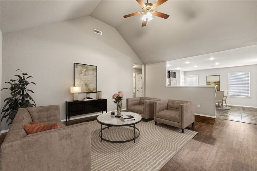 This charming 4-bedroom, 2-bath home combines convenience with comfort. The split floor plan ensures privacy, while the vaulted ceilings and open common areas create a welcoming atmosphere. With its large eat-in kitchen and proximity to top-rated schools, it’s the perfect home for families or anyone looking to enjoy the best of Centerton living.