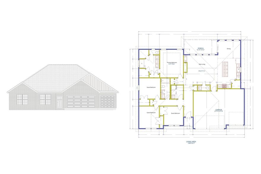 Experience the Lucy plan at Spring Creek Farms. This modern community will feature a community pool, playground and walking trails. The Lucy Plan offers refined single-level living with a thoughtfully designed 4-bedroom, 2.5-bath layout that blends comfort and sophistication. The open-concept design is enhanced by soaring vaulted ceilings accented with beams, and gas log fireplace. The kitchen is beautifully appointed with custom soft-close cabinetry extending to the ceiling, a gas range, fully vented hood, and built-in microwave—perfectly balancing style and functionality. The primary suite is a serene private retreat, featuring a a tray ceiling in the bedroom and a luxurious walk-in shower for a true spa-like escape. A 3-car garage and a large covered patio with gas and ethernet hookups complete this thoughtfully crafted luxury design.