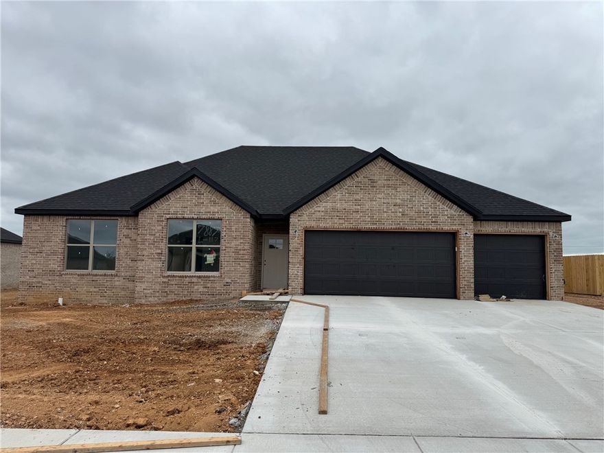 Experience the Lucy plan at Spring Creek Farms. This modern community will feature a community pool, playground and walking trails. The Lucy Plan offers refined single-level living with a thoughtfully designed 4-bedroom, 2.5-bath layout that blends comfort and sophistication. The open-concept design is enhanced by soaring vaulted ceilings accented with beams, and gas log fireplace. The kitchen is beautifully appointed with custom soft-close cabinetry extending to the ceiling, a gas range, fully vented hood, and built-in microwave—perfectly balancing style and functionality. The primary suite is a serene private retreat, featuring a a tray ceiling in the bedroom and a luxurious walk-in shower and soaker tub for a true spa-like escape. A 3-car garage and a large covered patio with gas and ethernet hookups complete this thoughtfully crafted luxury design.