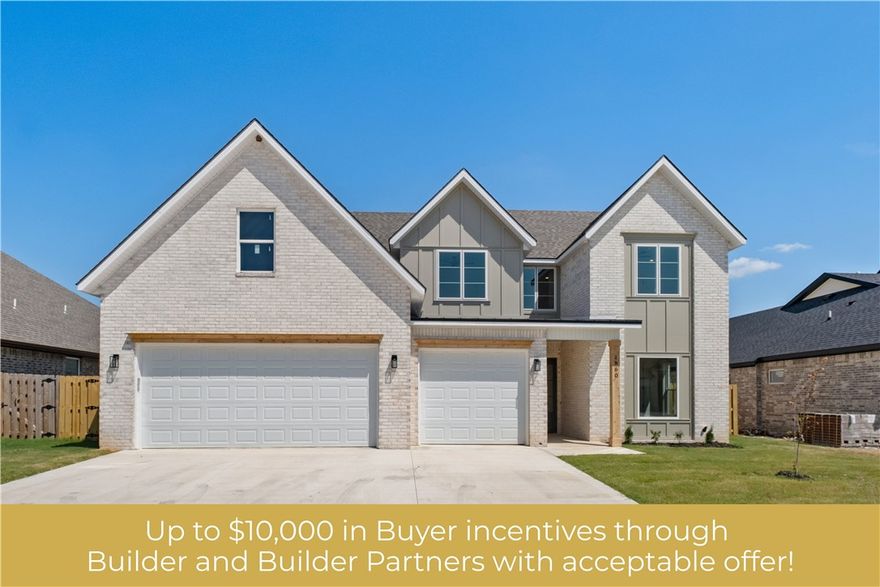 Discover the perfect balance of elegance and functionality in this impressive 4-bedroom, 4-bath home. Thoughtfully designed, the layout and premium finishes truly set it apart. The main level features the luxurious primary suite along with a secondary bedroom and full bath for added convenience. Upstairs, you’ll find two additional bedrooms, two bathrooms, and a spacious game room—perfect for entertaining or relaxing—with easy attic access for practical storage. The heart of the home is the inviting eat-in kitchen, complete with granite countertops, custom cabinetry, stainless steel appliances, and hot water recirculation. An open-concept design, curated lighting, and energy-efficient touches—including spray foam insulation and low-E windows—enhance both comfort and style. Future Phase 2 amenities will elevate the neighborhood with a pond, walking trails, clubhouse, and pool. All of this in a prime location—just under 20 minutes to Downtown Bentonville and the new Walmart Home Office, and only 15 minutes to XNA.