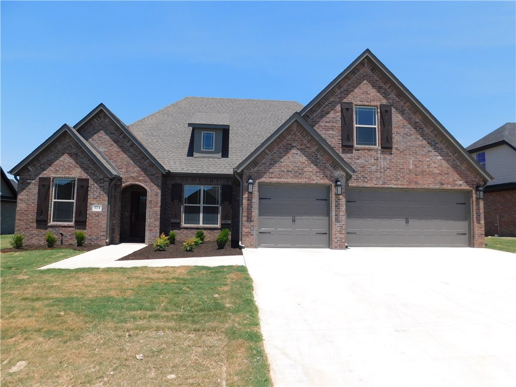 Beautiful new home features 2,345 sf, 4 BR, 3 BA, 3-car garage, wood floors, covered patio, and open floor plan for entertaining. The wood beams on the ceiling provide an extra touch to the office area. The kitchen features a farm sink, granite counters, under mount counter lighting, gas cook top, vent hood and stainless appliances. The master suite boasts crown molding, walk-thru closet to the laundry room, walk-in tile shower, and double sinks. Nice community pool and easy access to I-49, Hwy 412 and Hwy 112.
