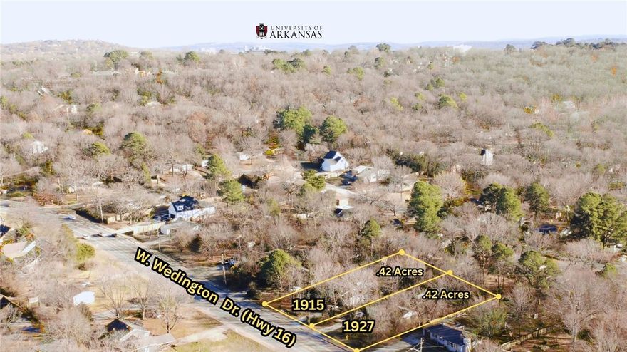 LOTS of OPPORTUNITY!!! Purchase these two amazing properties as one to use as rental properties or use as a potential development opportunity for a whole new chapter for this perfectly located property near U of A and many of the amazing things available in NWA. Beautiful original hardwood floors. Huge backyards on both properties. 1915 is currently occupied. Small section of rear roof on 1927 has damage and is currently tarped and not leaking. Both homes have updated insulated windows. Currently zoned as RSF4, but several properties in the area have been rezoned for multifamily/ infill.