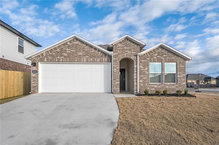 Brand-new and move-in ready! Fantastic new-construction home available now in West Fayetteville! This 4-bed, 3-bath property offers a bright, open layout with luxury vinyl plank flooring and quartz countertops throughout. The kitchen features stainless steel appliances, generous counter space, a pantry, and a gas range. Step outside to a covered back porch—ideal for relaxing or entertaining. Home is equip with keyless entry and smart home technology! Conveniently located near the University of Arkansas, Owl Creek, John L. Colbert Middle School, I-49, and minutes from popular trails, parks, local eateries, and everyday amenities. Don’t miss your chance to call this beautiful home yours!