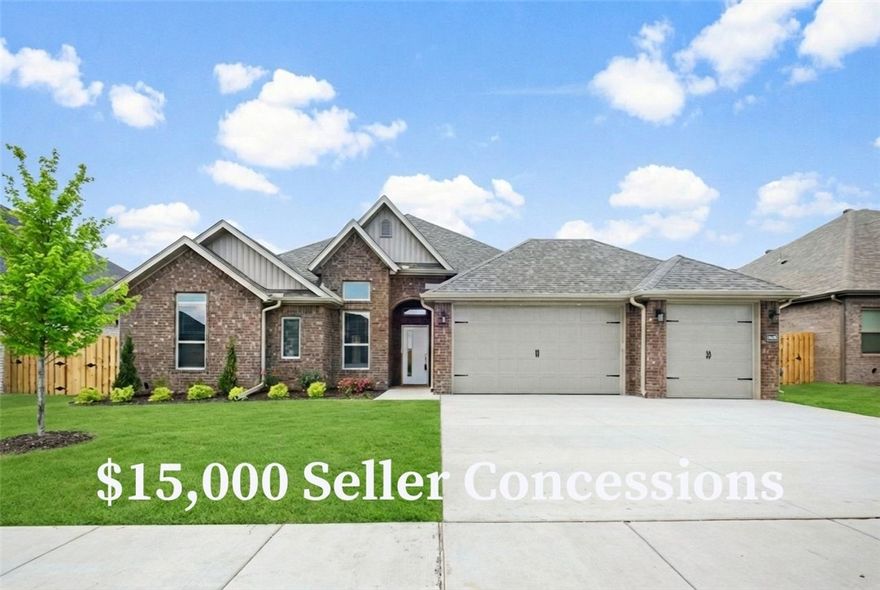 The Wilmont, a thoughtfully designed one-level home located in the sought-after Wellington Hills community in Pea Ridge. With a split floor plan featuring 4 bedrooms and 2 bathrooms, this home offers the perfect layout for growing families or anyone looking to settle into their first home. The spacious kitchen boasts custom cabinets, granite countertops, and stainless steel appliances—everything you need to cook, gather, and create lasting memories. Enjoy outdoor time with a covered patio and fenced back yard. Pictures are not of the actual home, but a similar plan and finish. Taxes are based on land only. The builder is offering $15,000 towards closing costs or a rate buydown. Preferred lender incentives available.