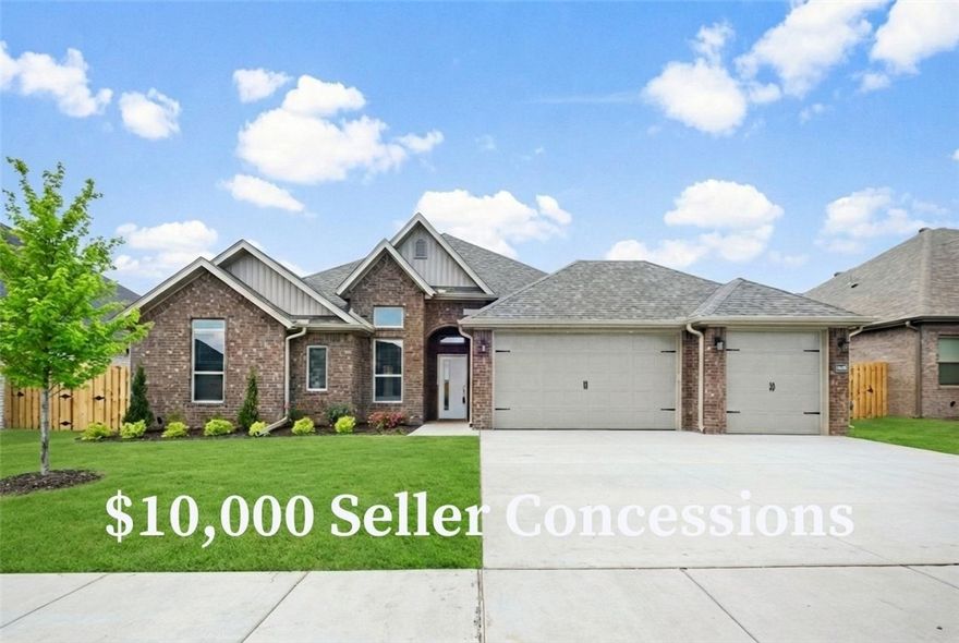 The Wilmont, a thoughtfully designed one-level home located in the sought-after Wellington Hills community in Pea Ridge. With a split floor plan featuring 4 bedrooms and 2 bathrooms, this home offers the perfect layout for growing families or anyone looking to settle into their first home. The spacious kitchen boasts custom cabinets, granite countertops, and stainless steel appliances—everything you need to cook, gather, and create lasting memories. Enjoy outdoor time with a covered patio and fenced back yard. Pictures are not of the actual home, but similar plan and finish. Taxes are based on land only. The builder is offering $7500 towards closing costs or a rate buydown. Preferred lender incentives available. For a limited time, the builder is offering an extra $2500 towards closing costs OR a gift card to Lowes or Amazon.