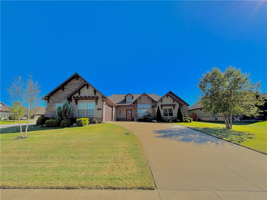 Welcome home! Sitting on a corner lot with a drive-thru 3 car garage, this home is sure to amaze. The living room offers a vaulted ceiling with solid wood beams & a stone-clad gas log fireplace. Adjacent to the living room is a separate media room complete with a built-in entertainment center and vaulted ceiling - perfect for movie marathons! The kitchen is an entertainer's dream- double oven, hidden pantry, breakfast nook & adjacent formal dining, featuring wood accent ceiling & designer chandelier. You will enjoy the master suite that's complete with spa-like shower, free-standing soaking tub & separate vanities! If you love entertaining guests, the backyard is the place for you! The covered patio, outdoor kitchen and gazebo with a gas firepit will allow you to entertain all year round in style!!