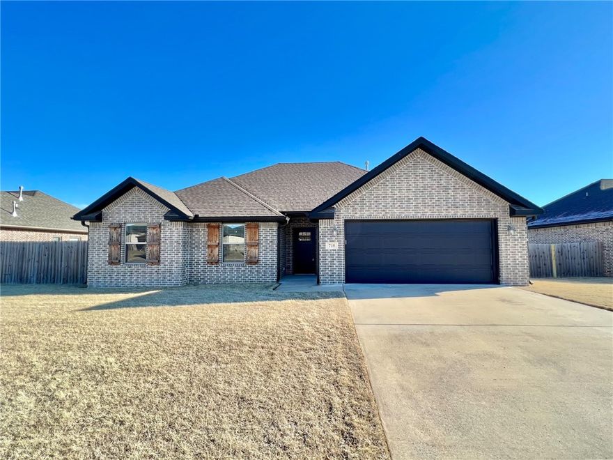 Beautiful 3 bedroom, 2 bath rental home. Great location in Prairie Grove Sundowner Subdivision close to shopping, schools, and Prairie Grove Battlefield State Park & 11 miles to University of Arkansas. Open concept living/dining/kitchen with luxury vinyl plank flooring & gas log fireplace. Granite counters & stainless steel appliances.  Split bedroom floor plan. Pass through laundry to primary closet & bathroom. Carpeted bedrooms & tiled baths. Privacy fenced back yard has covered porch with TV hookup and ceiling fan. No smoking anywhere on the property. No parking in the street after 8pm. No basketball goals allowed in front of home. No boats, trailers, RV's or large work trucks over 3 tons may be parked at the home. No above ground swimming pools. Tenant is responsible for utilities, lawn maintenance, renters insurance, and pest control. Pets negotiable. Refrigerator included. All adults age 18+ who will be living in the home must apply, be credit & background checked, and on the lease.