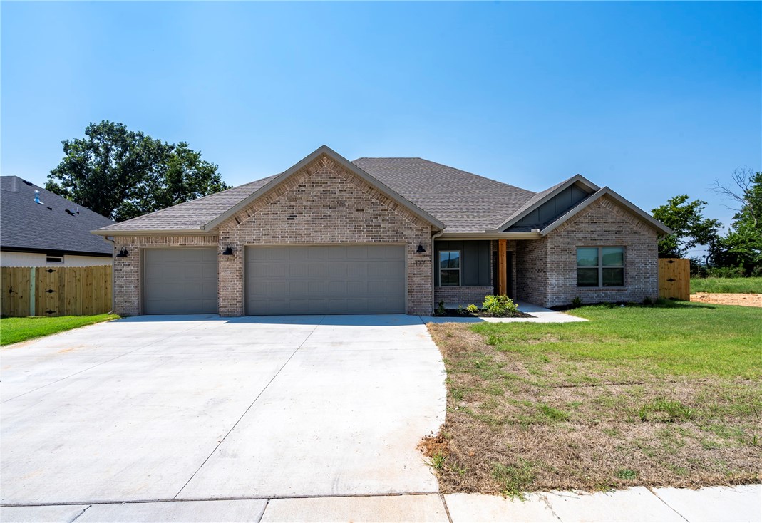 Stunning brand-new home in the desirable Summerfield Subdivision, backing to open pasture for added privacy and serene views. Step inside to find beautiful wood flooring throughout the main living areas and a spacious living room with a vaulted ceiling and cozy gas log fireplace. The gourmet kitchen features upgraded cabinetry with soft-close doors and drawers, a 5-burner gas range, and an expansive pantry. This home is move-in ready with a full privacy fence, window blinds, gutters, and a fully sodded yard—everything you need to settle in and enjoy from day one.