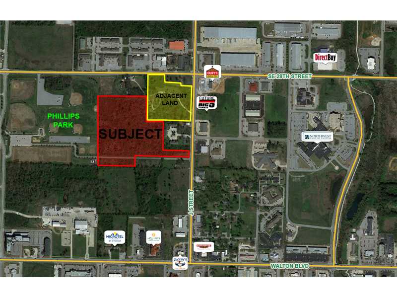 Adjacent to Phillips City Park, Bentonville and corner of J Street and 28th which is also available (8+ acres) Ideal for apartment/multi-family,Adjacent to City Park