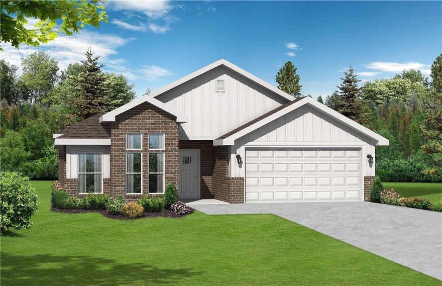 This 3-bedroom, 2-bathroom 2054 square feet home
includes a corner pantry, room for bar seating, and a
large, covered back patio, your family will feel right at
home. This floor plan has double vanities in the primary
bathroom. Also, it offers direct access from the utility
room to the primary closet and 10-foot ceilings in the
entry, kitchen, living area, and master bedroom. Taxes subject to change based on new construction.