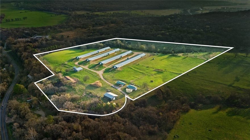 * CONTRACT IN PLACE - DO NOT ENTER WITHOUT AN APPOINTMENT AND DO NOT ENTER WITHOUT A REAL ESTATE AGENT * BIO SECURE FARM! 
Enjoy the Boston Mountains from your own home, enjoy the land/the view and the secluded farm where you can work from home and generate an income for yourself. This property has a 4-house breeder hen operation in place/with birds, older farm ready for a fresh owner. The home is a 3/2 stick-built home (no photos available) it is in good condition, clean. EGGS FOR DAYS! * Steel truss, wood slats.