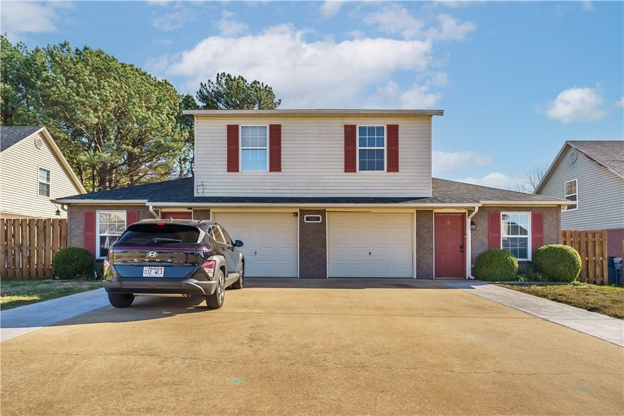 SOLD BEFORE PRINT. Situated just 3 miles from Downtown Bentonville and 4 miles from the new Walmart Home Office Campus, this neighborhood provides unbeatable convenience for homeowners and investors alike. These thoughtfully designed duplexes feature spacious floor plans, making them an excellent choice for both primary residences and investment properties. With Bentonville’s thriving rental market and continued growth, Carriage Square offers a strong return on investment in a sought-after area. Residents will enjoy easy access to world-class mountain biking trails, top-rated schools, Crystal Bridges Museum, and Bentonville’s vibrant dining and shopping scene. This property also boasts a brand new roof, and thoughtful upgrades to the property giving it endless upside on rent potential!  Photos are not entirely accurate of particular unit, but are made to show a similar layout and condition.