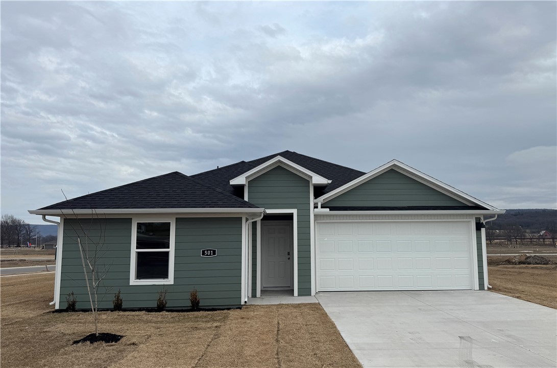 Beautiful Bellvue plan in Selah Meadows, our newest home community situated in the heart of Prairie Grove. Each home in Selah Meadows is meticulously crafted with attention to detail, creating a space that feels both luxurious and welcoming. From the moment you walk through the door, you'll be greeted by modern features and spacious layouts that cater to every lifestyle. Our homes boast premium finishes and thoughtful designs, ensuring that you'll be stepping inside your own personal oasis. These homes will be complete with LVP and Carpet, wood shelving in all closets, pantry and utility room, kitchen will have granite kitchen counters, 36-inch cabinets, stainless steel appliances! Ceiling fan in Living room and Bedroom One. Home will have a Garage Door Opener. Landscape package. Beautiful 4 Sides Hardie Siding. Bedroom one bath will have granite kitchen counters, double sinks, and an oversized walk-in shower.