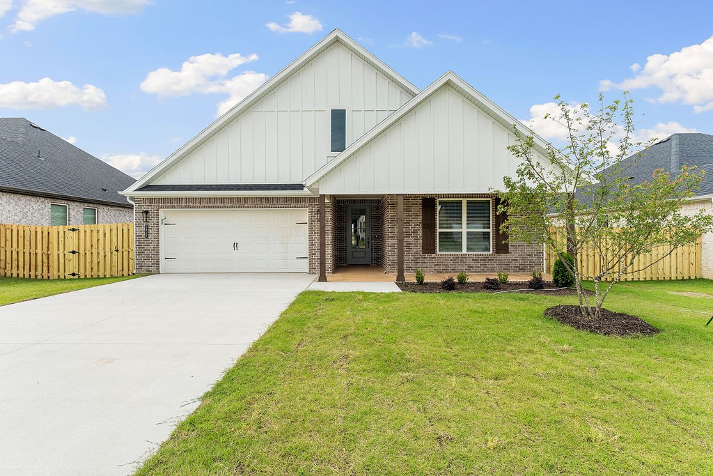 Pea Ridge welcomes you to its rapidly growing community. The Yorktown subdivision places you at the heart of it all, offering close proximity to schools, parks, and beautiful scenic views.This lot showcases the Cardinal Plan, where you're welcomed by LVP flooring and bright, airy touches that bring the home to life. All bedrooms are conveniently located on one side of the house, with two bedrooms and a bathroom at the front, while the primary suite is tucked at the back, next to the laundry room and two extra storage spaces. The kitchen, living, and dining areas flow seamlessly together, with the kitchen offering ample storage, including a walk-in shelved pantry. Enjoy outdoor living with both covered front and back patios.For a limited time rates starting at 4.99% OR $7,500 from builder & up to $4K from preferred lender. For access to see all the homes stop by the model home at 1602 Christman St. Open Monday, Tuesday,Thursday, and Friday from 10-4 and Sunday 1-4.