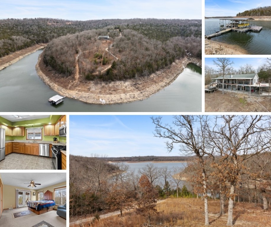 ONCE-IN-A-LIFETIME LAKEFRONT ESTATE – 62+/- ACRE PENINSULA WITH PRIVATE DOCK
A true unicorn property, this stunning 3-bed, 3-bath home sits on its own 62+ acre peninsula along Bull Shoals Lake, surrounded by water on three sides for ultimate privacy and breathtaking views.
Your private two-stall boat dock with lifts means no sharing—just step out and be on the water in seconds.
The walk-out basement features a bonus room (used as a 4th bedroom), kitchenette, storm shelter, and a hot tub. Another hot tub sits on the wraparound deck overlooking the lake.
Extras include a detached 2.5-car garage with a studio apartment, a carport for winter boat storage, and an outdoor shower.
Fully furnished and move-in ready, this retreat even includes both boats with an acceptable offer.
A once-in-a-lifetime legacy property—don’t miss your chance!
*NOTE: Modular Home - NOT MANUFACTURED OR MOBILE HOME!!!