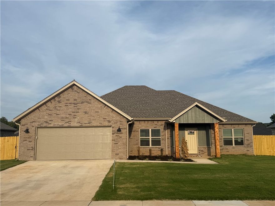 Upgraded layout. Open floor plan with a vaulted ceiling in the living room and a large dining area. Wood look tile throughout main living areas. Upgraded kitchen including cabinetry with soft close doors and drawers, thick granite, a gas range and large island. Primary bath has separate vanities and a large fully tiled shower. Large lot. Fencing, Full Sod, Blinds and Gutters included. Very close to Creekside Park.