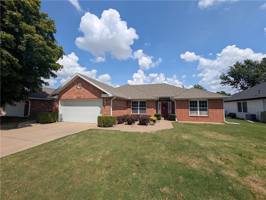 Beautifully maintained all-brick home in the sought-after Cambridge Park neighborhood. This single-level, 3-bedroom, 2-bath residence offers an open, split-bedroom floor plan with vaulted ceilings, abundant natural light, and a warm brick fireplace as the living room focal point. The eat-in kitchen features tall cabinetry, all appliances, and a formal dining area perfect for entertaining. A spacious primary suite includes a walk-in closet and en-suite bath. Recent updatesānew HVAC (2024), roof and gutters (2022), and brand-new carpetāprovide peace of mind. Enjoy the fenced backyard with a flagstone patio, plus the convenience of an in-garage storm shelter. Ideally located just minutes from downtown Rogers, parks, trails, shopping, dining, and I-49, this home blends comfort, style, and location in one exceptional package. Complete with washer and dryer.
