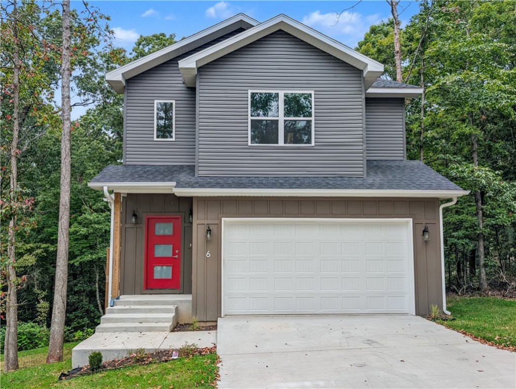Welcome To Your Next Home! Fabulous Bella Vista New Build Spread Over 2 Fantastic Levels. The Main Level Brings Wide-Open Living With A Corner Fireplace And Loads Of Natural Light. The Kitchen Delivers With An Island, Upgraded Appliance Package, Tile Backsplash, Pantry, And Bar Seating Plus Eat-In Dining. Off The Living Room, Step Out Onto A Deck With Stairs Down To The Yard—Perfect For Morning Coffee Or Evening Chill Time. A Handy Half Bath At The Entry Completes The Main Level. Upstairs, An Open Landing Leads To A Stunning Primary Suite Featuring A Walk-In Closet, Dual Vanity, Potty Closet, And A Full Custom Tile Shower In The Primary Bath. You’ll Also Find A Secondary Bedroom, Full Guest Bath, A Dedicated Office/Bonus Space, And A Convenient Laundry Room. Smart Layout, Beautiful Finishes, And A Location That’s Hard To Beat—This One Is A Total Winner, A Steal, And Is Move-In Ready. Come See! **3rd Room To Be Considered A Bonus/Office Or Other Non-Sleeping Room. Signed Acknowledgment Of Such Required.