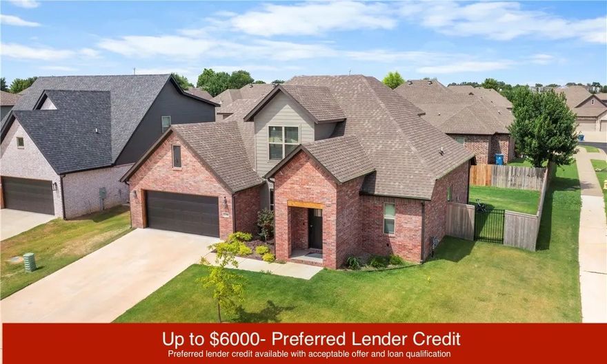 Up to $6000 buyer credit available with preferred lender!! This property is nested in the sought-after Woodland Crossing neighborhood of Bentonville. Enjoy easy access to Bentonville top rated school (Willowbrook Elementary School).  This stunning home offers spacious living with upgraded modern finishes, an open-concept layout, and a beautifully landscaped fenced backyard. It has Patio extension with pergola and a swing. It also, comes with separate installed shed with power hookup. There is lot of storage that was an upgrade to the house like attic build out, and garage overhead storage. All the light fixtures are upgraded. The house features wooden stairs. Don't miss this opportunity!