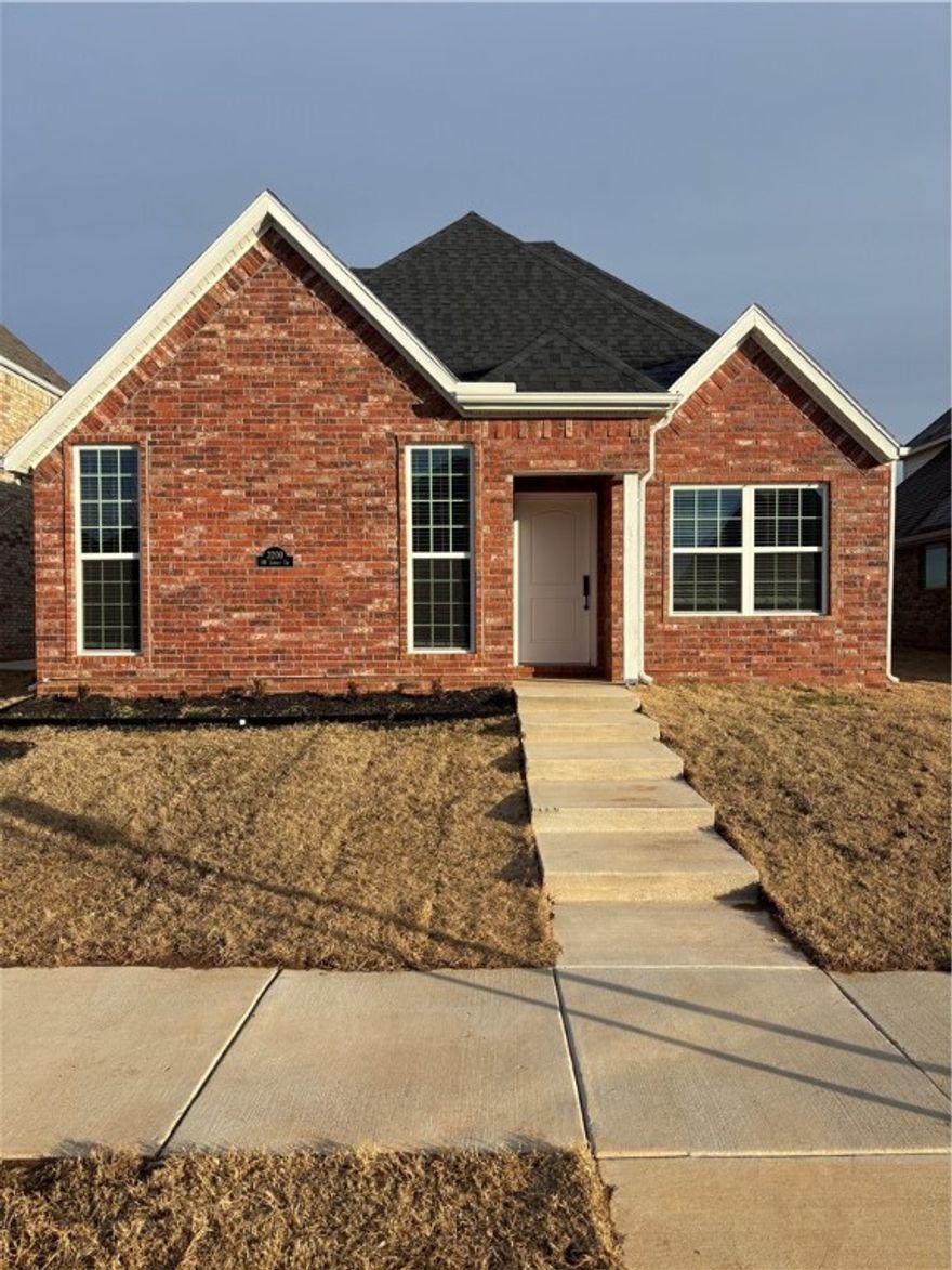 Brand new South facing full brick home.  5 bedroom or 4 bedroom with an office.  Large living area with fireplace, vaulted ceiling, granite counter, gas range, washer, dryer, fridge and privacy fence included.  Get it before it's gone!