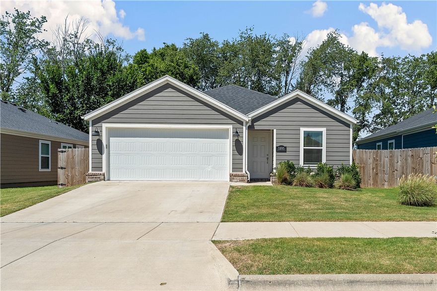 Welcome to this beautifully maintained 3-bedroom, 2-bath home offering 1,346 sq ft of comfortable living space on a 0.12-acre lot. Located just 10 minutes from the University of Arkansas, this property is perfect for investors, first-time buyers, or anyone seeking a cozy, well-equipped home in a convenient location. Step inside to find fresh interior paint, new carpet, and a spacious layout featuring a bright living area, LED lighting, ceiling fans, and programmable thermostat for year-round comfort. The kitchen is fully equipped with modern appliances, including a gas cooktop, electric oven, refrigerator, microwave, dishwasher, and garbage disposal—plus an ice maker connection and pantry for added convenience. The home also offers a washer and dryer, attic storage, and window blinds throughout. Enjoy outdoor living with a fenced-in backyard, and a 2-car garage for secure parking and extra storage. Don’t miss out on this move-in ready property in a desirable location—schedule your showing today!