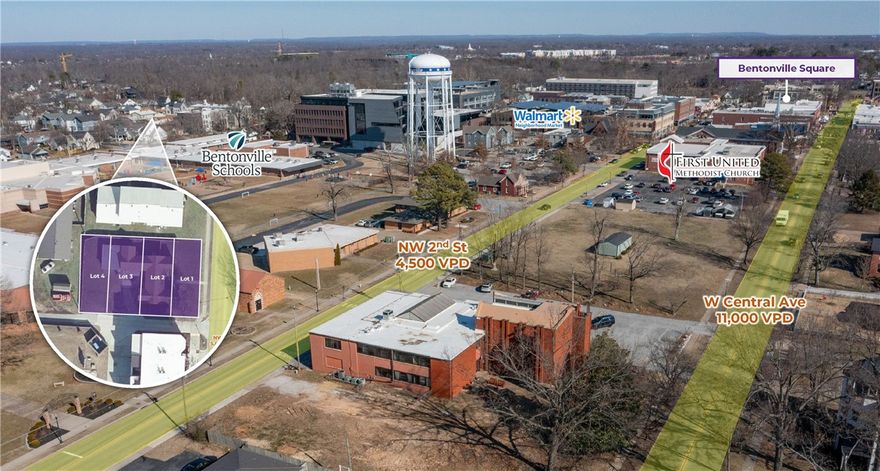 4 LOTS AVAILABLE! Great development opportunity in the heart of walkable downtown Bentonville. This ±0.21-acre parcel is located in the DN-4 zoning area which allows for 4 townhome lots – high density.  Situated in the highly rated Bentonville Public School District, within walking distance to RE Baker Elementary and Old High Middle School, and less than a mile from Thaden School.  All utilities available on-site.  One block from the Bentonville Square, Compton Gardens, and minutes from numerous mountain bike and walking trails.  1.5 miles to the new Walmart Campus and 2.6 miles to I-49.