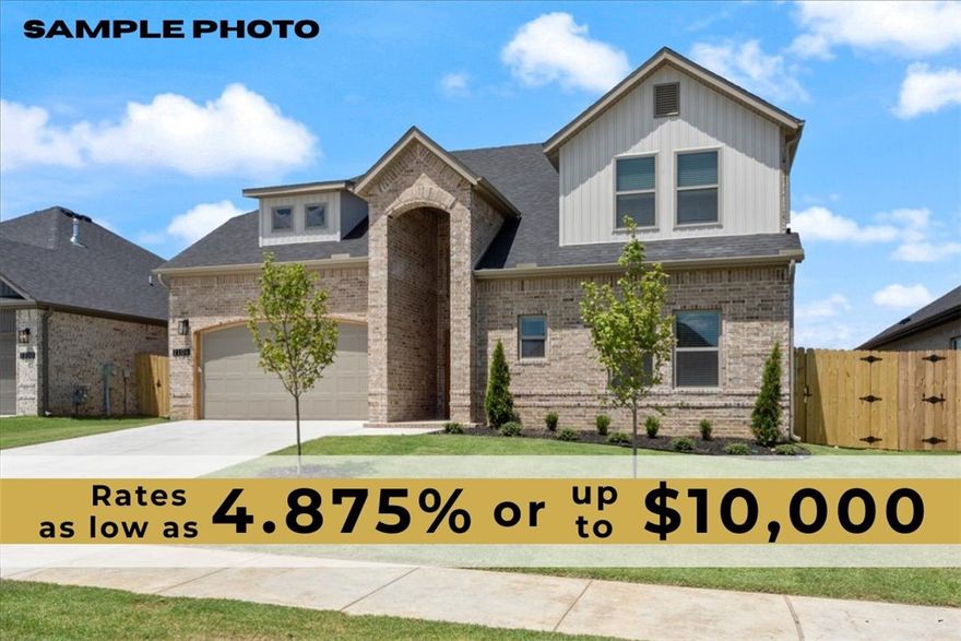 Professional photos coming soon! Builder is offering up to $10,000 IN CLOSING COSTS, APPLIANCE PACKAGE OR TOWARDS 2/1 RATE BUY DOWN with an acceptable offer!!  Unmatched quality awaits in the “CHARLOTTE” plan, with the primary bedroom, bathroom, spacious primary closet and second guest bedroom and full bathroom on the main level. The second story features two additional guest bedrooms and full bathroom. Upgrades include quartz countertops, two-story open entry way, upgraded lighting fixtures, custom cabinets, black stainless steel appliances, gas fireplace, gas range, tiled walk in shower in primary bathroom & luxury vinyl plank floors throughout all bedrooms & common areas. Enjoy standard inclusions such as insulated garages, full home gutters, privacy fence, & 2” blinds throughout. Community pool coming in Phase 2!  Under 10 minutes to XNA Airport and under 20 minutes to Downtown Bentonville and New Walmart Campus! Ask your agent about the additional preferred lender credit. NORTH FACING!!