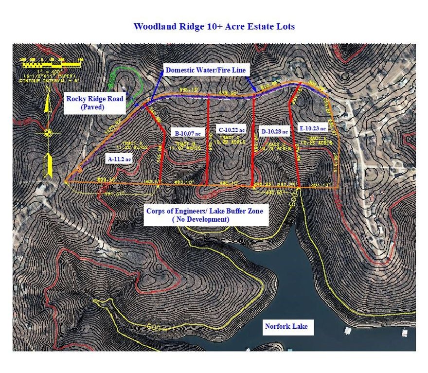 42.7 AC m/l Estate Lot bordering Corps land on Lake Norfork. A nature lovers dream with abundant wildlife to include deer, turkey, eagles, and more. Domestic water line, sized for fire protection, available in roadway. High speed internet available. Property has had preliminary soil testing for septic system. Paved county road frontage which dead ends at lake. Lots sit well above lake, and well above the Corps flood zone. Protective covenants in place. Possible lake view with some clearing. Less than 10 minutes to Tracy Marina; 15 minutes to downtown Mountain Home.