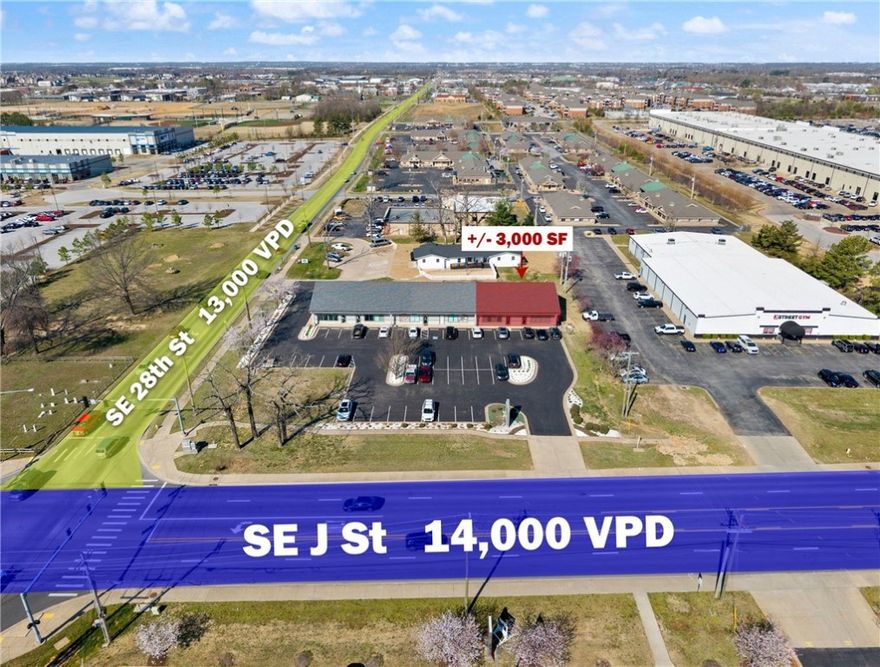 This +/- 3,000 SF medical/office space is now available in Bentonville, offering a prime location and functional layout for any business. This space includes a welcoming reception/waiting area, three patient rooms (ability to add sinks) with nurses workstations outside of each room, eight private offices, and four private restrooms. Positioned at the highly visible corner of SE J St (14,000 VPD) and SE 28th St (13,000 VPD), the property is just two minutes from SE Walton Blvd, less than five minutes from the new Walmart HQ, and only 10 minutes from Downtown Bentonville.