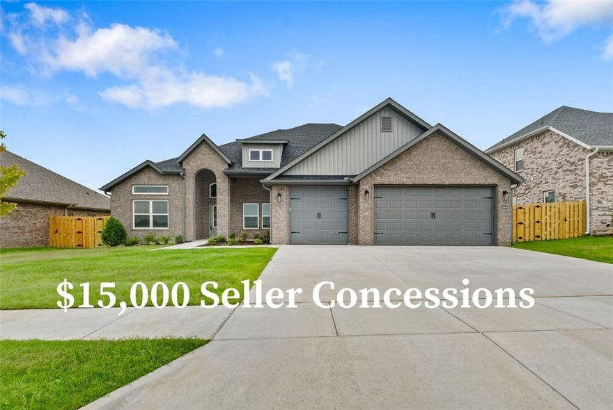 The Hitch, a thoughtfully designed 4-bedroom, 3-bathroom home that blends style, comfort, and function. The open floor plan has a natural flow and spacious living areas—ideal for both relaxing evenings and entertaining guests. The heart of the home is the kitchen, featuring custom cabinetry, granite countertops, and stainless steel appliances that make cooking a pleasure.  The primary suite is a private retreat, complete with a beautifully tiled shower, double vanities, and a large walk-in closet. Designed with convenience in mind, this home also offers a 3-car garage, fenced backyard, gutters, and a covered patio with a fireplace—perfect for outdoor living year-round. Taxes are based on land only. The builder is offering $7500 towards closing costs or rate buydown. Lender incentives available. For a limited time, the builder is offering an extra $2500 towards closing costs OR a gift card to Lowes or Amazon.  Still under construction. Pictures are of a similar plan and finish.
