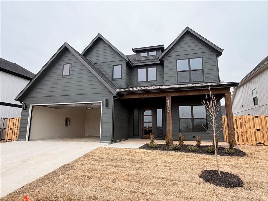 Welcome to Meadow Brook in SW Rogers! Great community in the best location! This plan features 3-4 bedrooms (2 flex spaces either bedroom 2 or study option as well as upstairs bedroom 4 or bonus room). All bedrooms have walk-in closets with plenty of storage! Downstairs you will find the primary bedroom. Great layout with open kitchen/living room area. Kitchen has large island to sit up to 6 bar stools, built-in gas cook top, built-in oven and microwave, large pantry, and eat in dining area. Primary bedroom feature en suite bathroom with soaking tub, walk-in shower, his and hers separate vanities, and large closet with lots of built-ins. Bedrooms 3 & 4/bonus room are upstairs along with a full bathroom. Enjoy the evenings grilling on the covered back patio! Can't beat location being only minutes to shopping, dining, groceries stores, and only steps to the Razorback Greenway Trail.