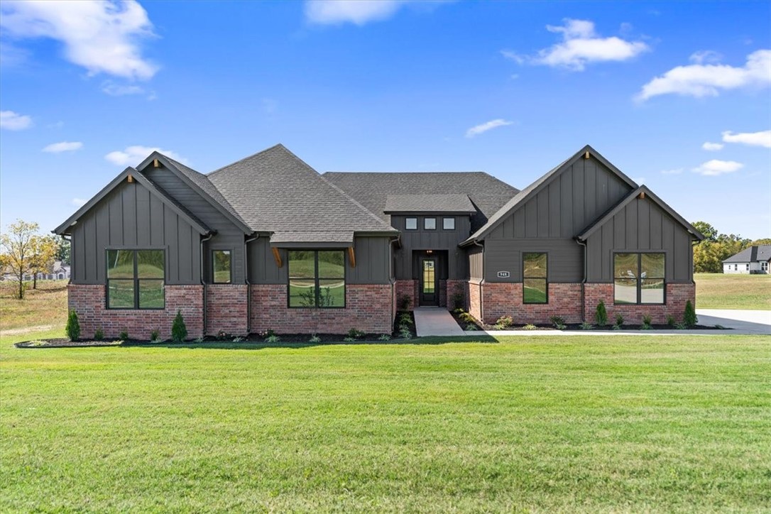 Sensational Shelby Plan with 4 Bedroom, Study/Game room, 3.5 Bathroom and a 3 Car Garage! Fabulous kitchen open to living room. Luxurious Bedroom One with a fabulous en suite bathroom with a Walk-in Shower and Soaking Tub. Kitchen boasts cabinet to ceiling cabinets, quartz counters, farmhouse sink and Kitchen Aid Stainless Steel Appliances with double ovens! Black fixtures! LED Lighting! Ceiling fans!! Mix of Brick and Hardie board exterior per plan. Asher's Ranch is an idyllic community nestled in the heart of Goshen, Arkansas, known for its picturesque landscapes and serene surroundings. The community boasts meticulously designed and built homes that are situated on expansive lots, with ample space for outdoor activities, gardening, and privacy. The homes are crafted to perfection, featuring modern amenities and elegant finishes that exude luxury and comfort. Come to Asher's Ranch and find your dream home today! Taxes TBD.