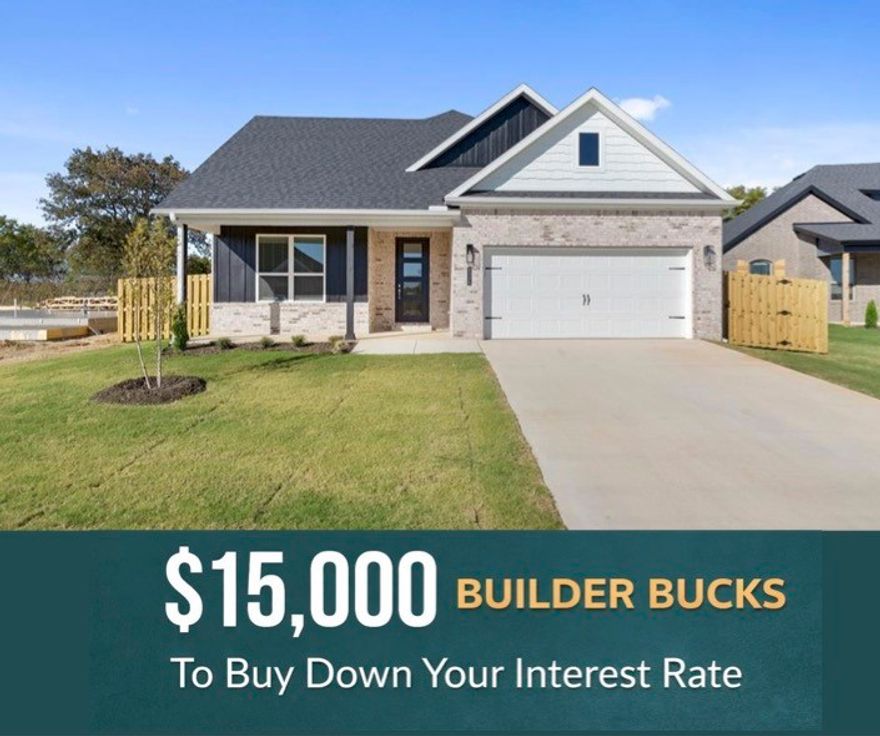 Step into the Stork Plan where LVP flooring runs through the living area, kitchen, and hallways, and the kitchen is a stand out feature of the home. Offering generous counter space, ample cabinetry, and a large walk-in pantry with built-in shelving. Stainless steel appliances bring a modern touch to the kitchen. A composite granite sink combines style with durability. The Stork Plan offers 4 spacious bedrooms, 2.5 bathrooms.  The open-concept layout creates a seamless flow between the kitchen, living, and dining areas, making it perfect for everyday living and entertaining. The primary suite includes a private bath and walk-in closet for added comfort.  Enjoy outdoor living with a ceiling fan and TV hookup on the back patio. For a limited time, Lower your interest rate with $7,500 from the builder + $2,500 appliance allowance + up to 4k in closing costs from select lenders. For a total of up to 14K with lender incentives. Fence, blinds, and gutters are all included!