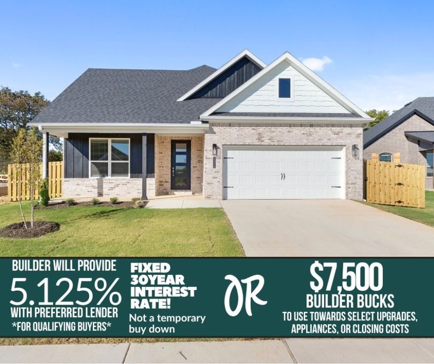 Step into the Stork Plan where LVP flooring runs through the living area, kitchen, and hallways, and the kitchen is a stand out feature of the home. Offering generous counter space, ample cabinetry, and a large walk-in pantry with built-in shelving. Stainless steel appliances bring a modern touch to the kitchen. A composite granite sink combines style with durability. The Stork Plan offers 4 spacious bedrooms, 2.5 bathrooms.  The open-concept layout creates a seamless flow between the kitchen, living, and dining areas, making it perfect for everyday living and entertaining. The primary suite includes a private bath and walk-in closet for added comfort. Outside, enjoy both covered front and back patios—ideal for relaxing or hosting gatherings. Enjoy outdoor living with a ceiling fan and TV hookup on the back patio.  This home combines style, comfort, and practicality for modern living. Fences, gutters, and blinds are included!