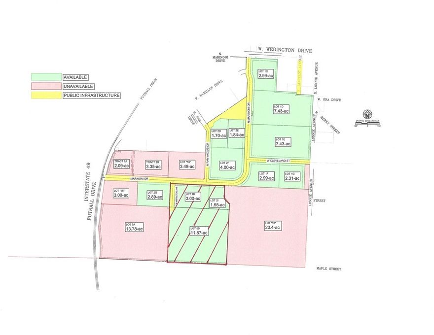 Rare opportunity to own a sizeable property in what is the center of Fayetteville (literally).  Zoned UT- Urban Thoroughfare, high density, mixed-use, up to 7 stories and administrative approval.  Property shares the south property line with the City of Fayetteville's trails park.  The 18-mile traverse trail runs through this property.  Perfect for multi-family, to live next to the park and walk or ride bike to class at the University of Arkansas.  A trail will connect down to the development to the north making this a pivotal property!  Properties to the east and west are multi-family.  To the north a Hyatt, double flag Hilton and double flag Marriott hotels, two restaurants and a mixed-use property.  Mistletoe Avenue brings connection and utilities to the 11.87 acre property for a lower price possibility. And it's an Opportunity Zone.