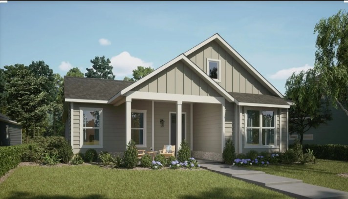Discover the Holly Floorplan at The Cottages at the Park! This stunning new construction home features 3 bedrooms, 2 bathrooms, and an elegant exterior design. The open living and kitchen concept is perfect for entertaining, boasting a single oven with a cooktop, kitchen cabinets that extend to the ceiling, and a vaulted living room with a striking single-beam ceiling. The master suite offers thoughtful upgrades, including a shower bench, a window for natural light, and a convenient knee space vanity providing extra storage space! Enjoy the spacious front porch or enlarged covered patio, ideal for sipping your morning coffee or relaxing outdoors in the evening. Nestled near Shaw Park, the community provides easy access to restaurants, shopping, and dining while maintaining a serene, private feel. Residents of The Cottages at the Park enjoy exceptional amenities, including lawn care, landscaping, a community pool, and a clubhouse. Make this home your retreat today!